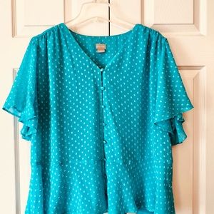 Chicos flutter sleeve top, Chicos size 3 (equals XL or size 16 in regular sizes)